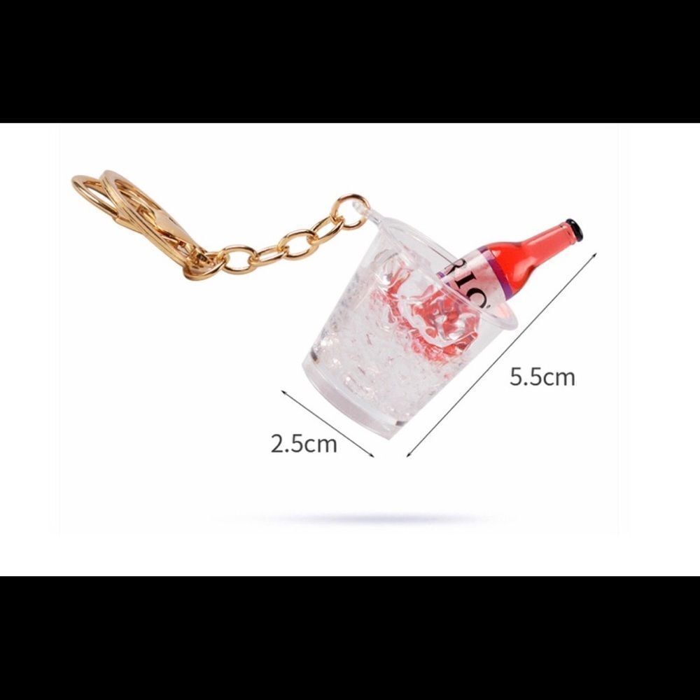 Pink Bottle in Ice Bucket Keychain/Charm - Picture 2 of 2